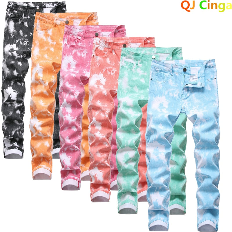 High Quality Men Casual Jeans Coated Slim Straight