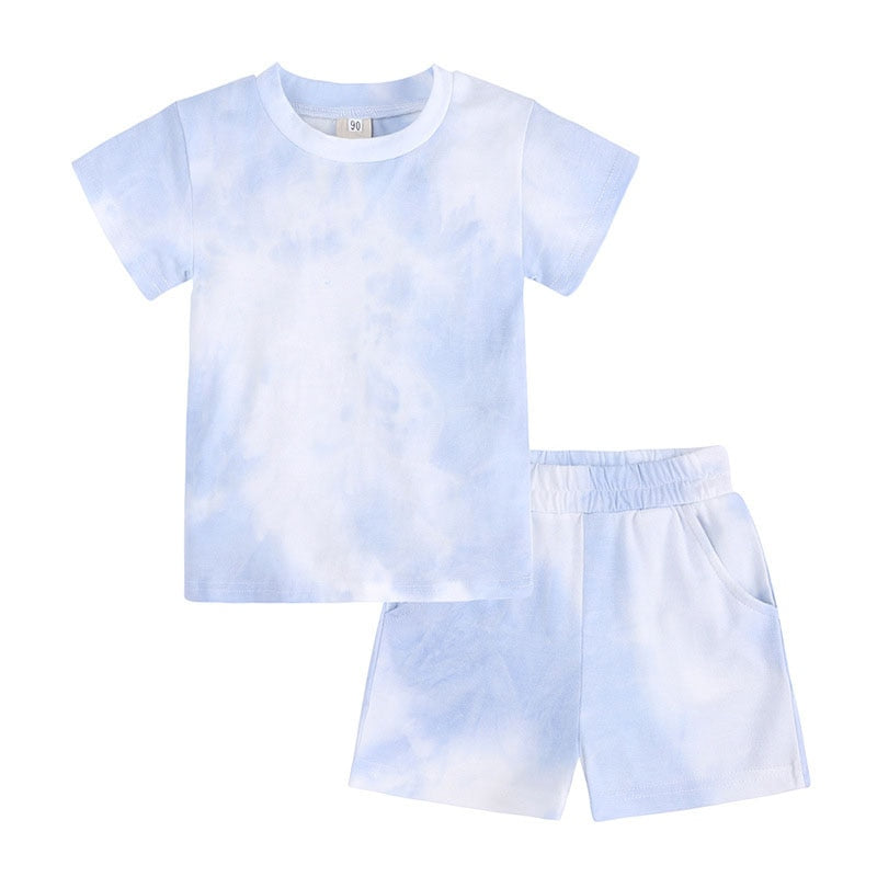 Tie Dye Pajamas Sets Long Sleeve T-shirt+Pants Trousers Girls Baby Boys Autumn