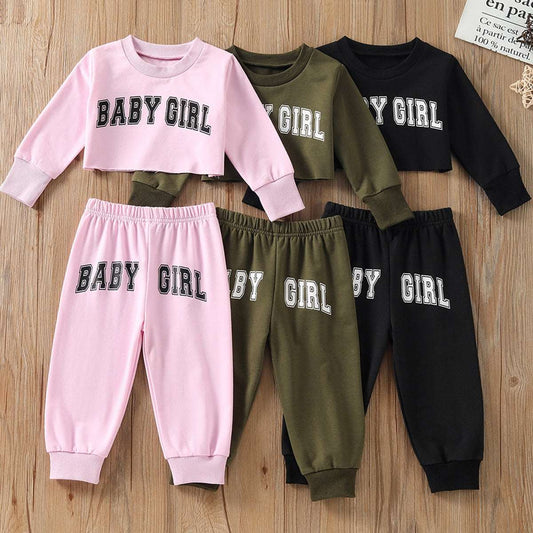 1-6Y Infant Kids Baby Girls 2Pcs Clothes Set Long Sleeve Crops Tops Shirt Pants Spring Autumn Outfits