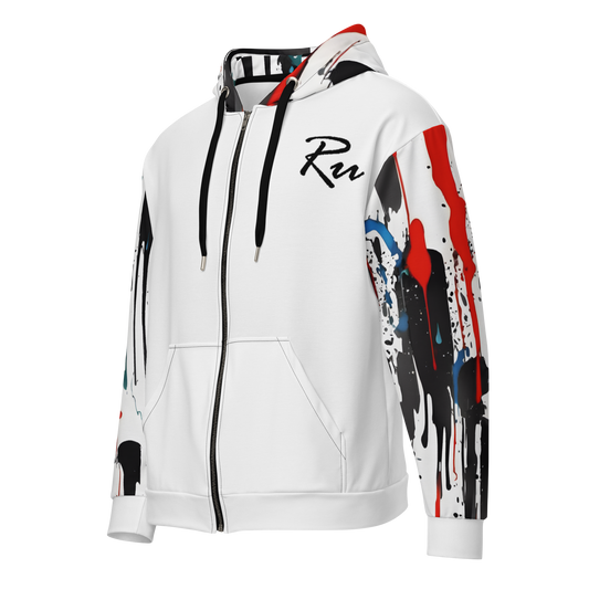 Abstract Designer zip hoodie