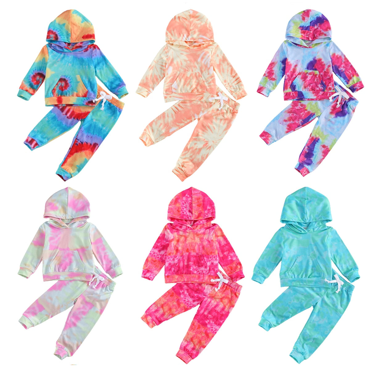 Tie Dye , Baby Girl Hoodies and Pants,  2Pcs Sets