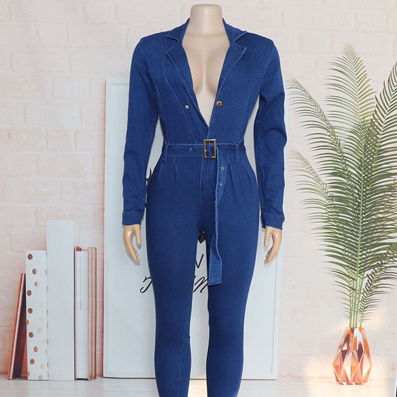 Women's Blue Denim Jumpsuit