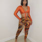 Bandage Two Piece Set Sexy V Neck Lace Up Crop Top + Print Sheer Mesh Pant Suits Club Party Tracksuit Women Festival Outfits y2k
