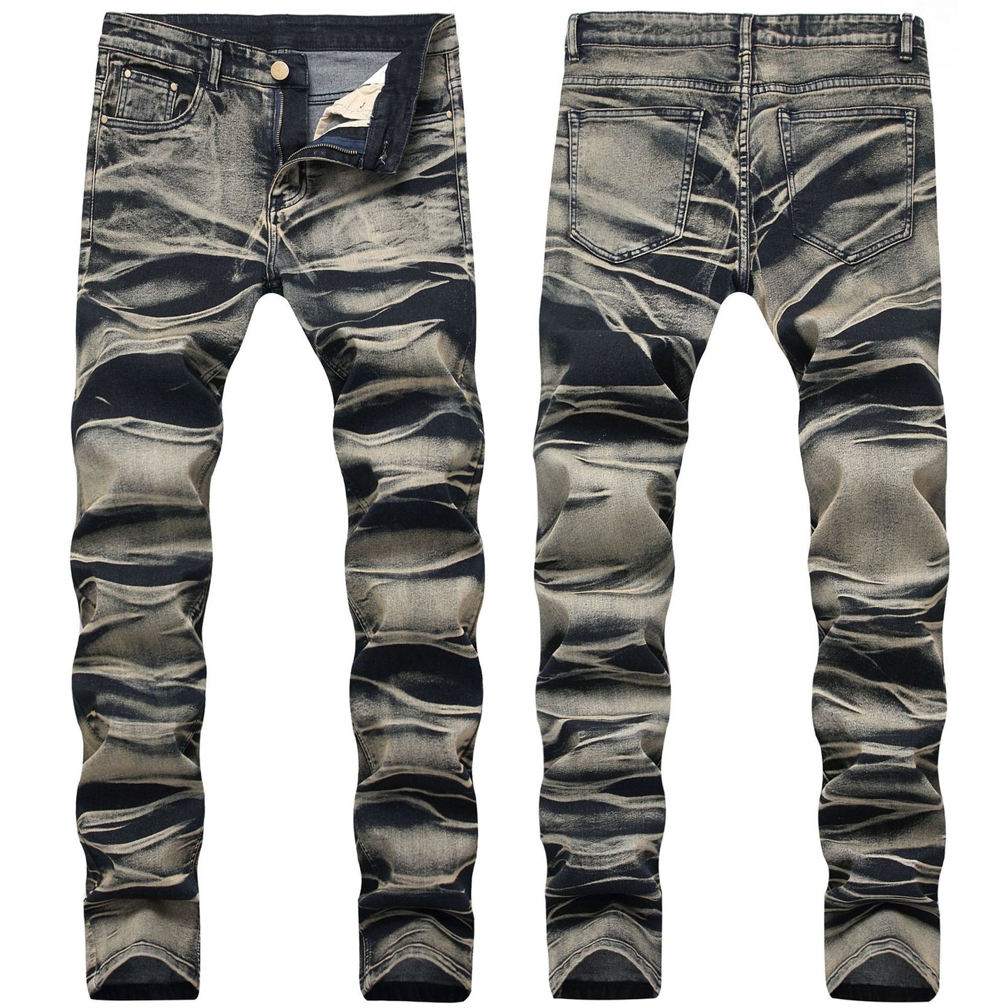 Half and Half colored jeans and dingy denim jeans