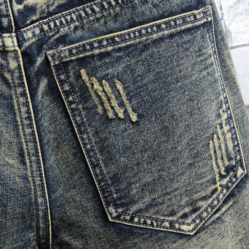 Casual Hole Patch Jean Shorts Male Brand Clothes