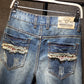 Vintage Blue Slim Denim Shorts