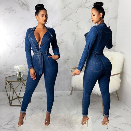 Women's Blue Denim Jumpsuit