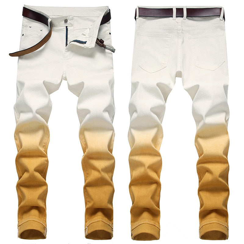 Denim Pants White with blended colors