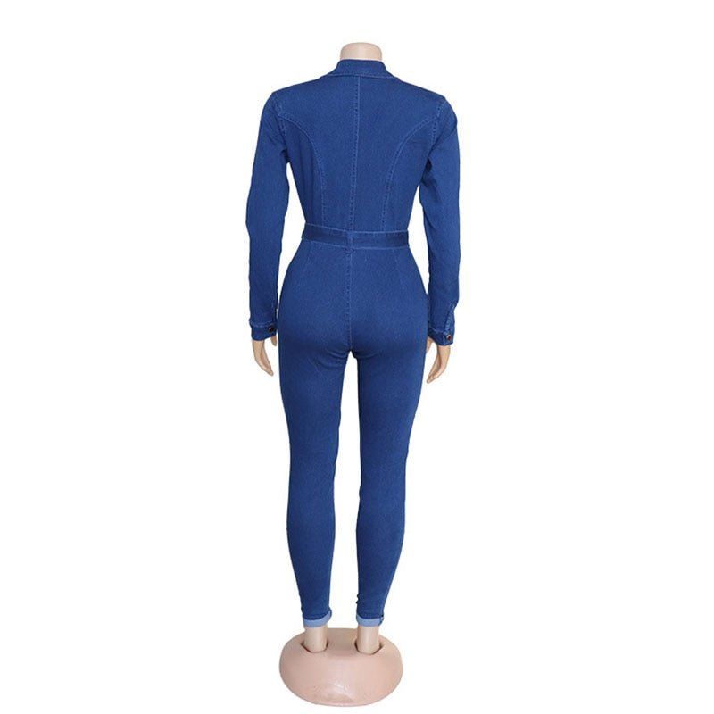 Women's Blue Denim Jumpsuit