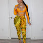 Bandage Two Piece Set Sexy V Neck Lace Up Crop Top + Print Sheer Mesh Pant Suits Club Party Tracksuit Women Festival Outfits y2k