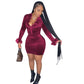 Sexy Furry Collar Velvet 2 Piece Set