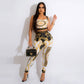 Summer Sexy Print Two Piece Set Women  Camisole