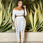 Sexy Hollow Out Button Tracksuit Women Casual Off the Shoulder Long Sleeve Crop Top + Pants Skinny Club 2 Piece Set Outfits Fall