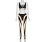 Summer Sheer Mesh Patchwork 2 Piece Set Women Sexy Cut Out Tank Crop Top + Pants Suits Club