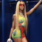 Multicolor 3D Print Two Piece Set  Sexy Sling Club Outfits