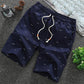 Rise Fish Bone Print Men Shorts Loose Drawstring Pockets Short Pants Bottoms