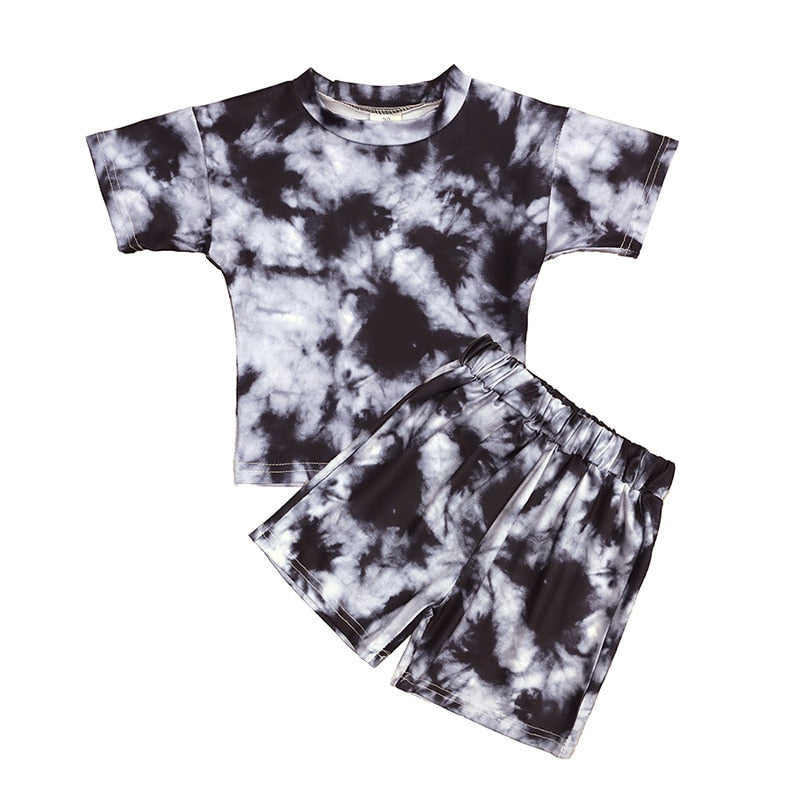 Tie Dye Pajamas Sets Long Sleeve T-shirt+Pants Trousers Girls  Baby Boys Autumn