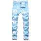 High Quality Men  Casual Jeans Coated Slim Straight