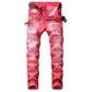Denim Men Blue White Red Green Yellow Casual Jeans