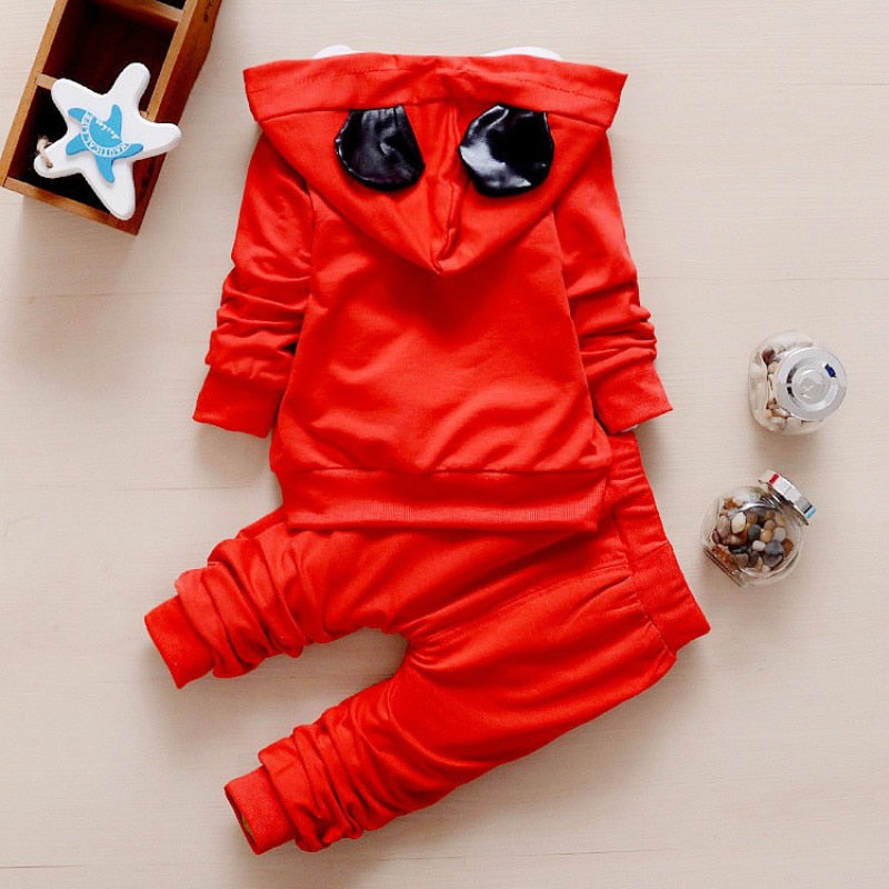 Cute Mickey Cotton Hooded Coat + T-shirt + Pants 3PCS Set Casual Kids