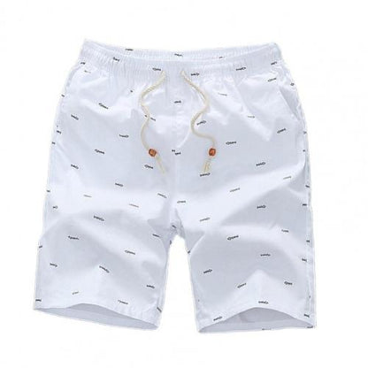 Rise Fish Bone Print Men Shorts Loose Drawstring Pockets Short Pants Bottoms