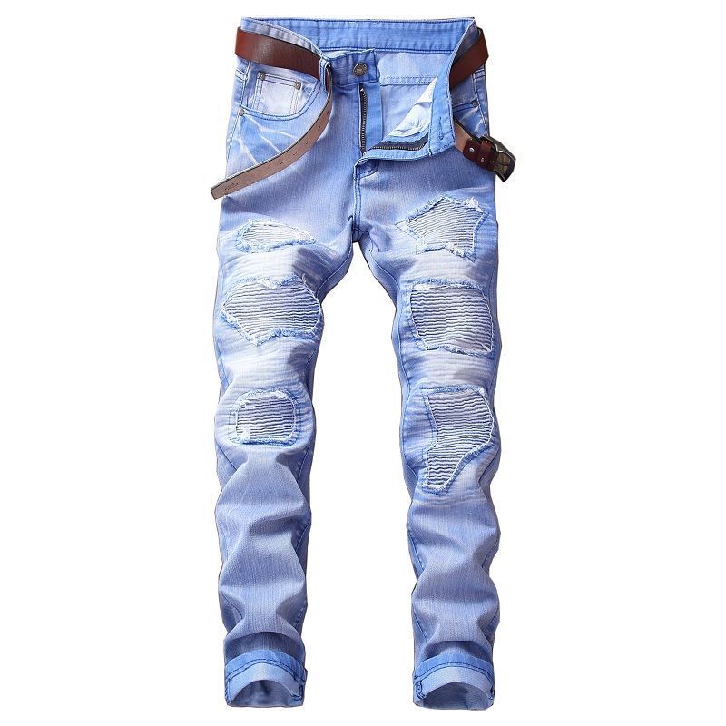 Denim Men Blue White Red Green Yellow Casual Jeans