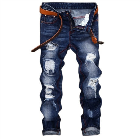 Denim Men Blue White Red Green Yellow Casual Jeans