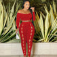 Sexy Hollow Out Button Tracksuit Women Casual Off the Shoulder Long Sleeve Crop Top + Pants Skinny Club 2 Piece Set Outfits Fall