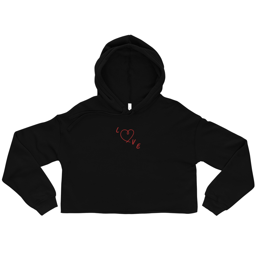 Love Embroidery Crop Hoodie