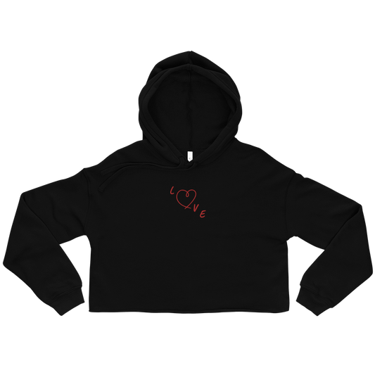 Love Embroidery Crop Hoodie