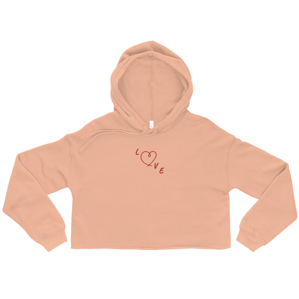 Love Embroidery Crop Hoodie